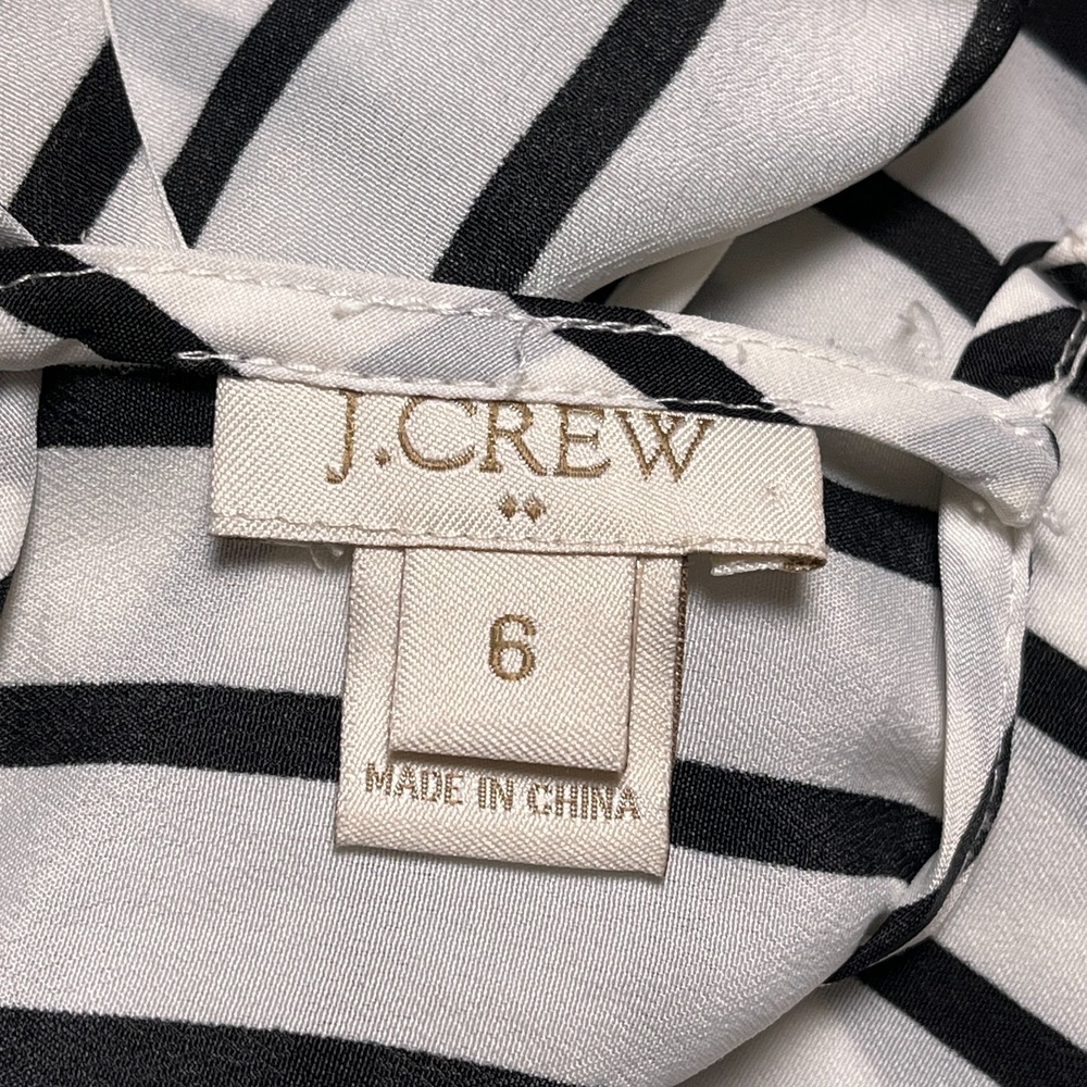 J.Crew Tank Top Women 6 Black White Horizontal Striped Racerback Spaghetti Strap - Picture 4 of 9